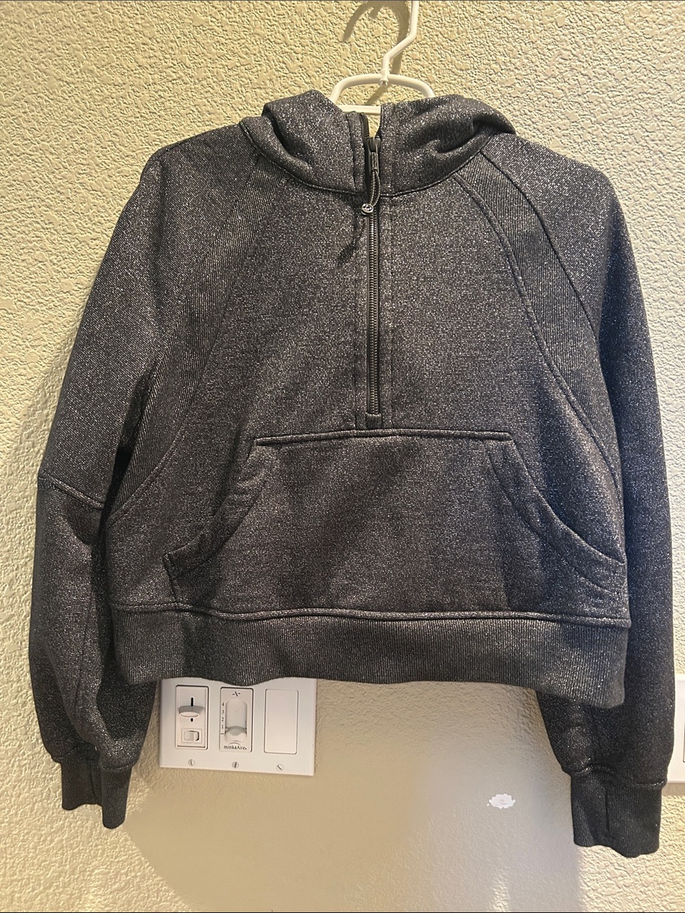 lululemon athletica Black Silver Cropped Quarter-Zip Hoodie